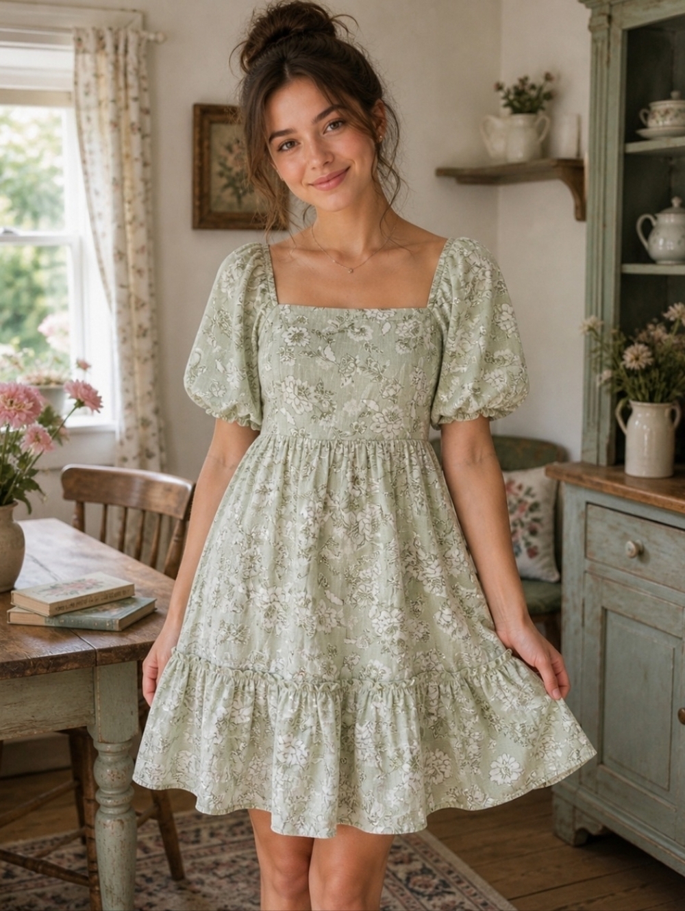 Blu Pepper Size Large Floral Cottagecore Feminine Romantic Dress Fully Lined NWT